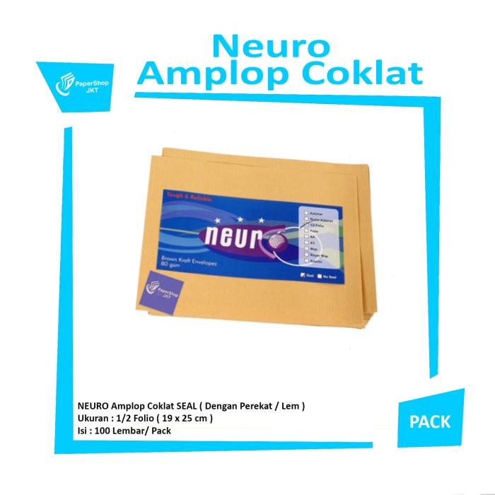 

HOT PROMO!!! Amplop Coklat Ukuran 1/2 Folio Neuro ( 19 x 25 cm ) SEAL