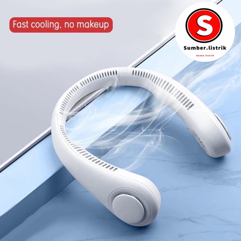 KIPAS ANGIN LEHER PORTABLE HANGING NECK FAN READY STOCK USB RECHARGEABLE