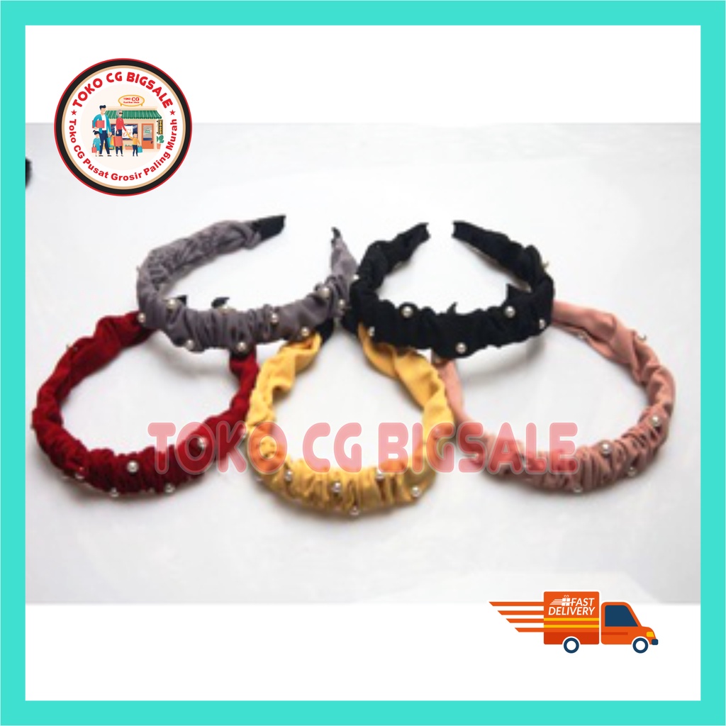 BANDO SCRUNCHIE MUTIARA KOREA STYLE CANTIK