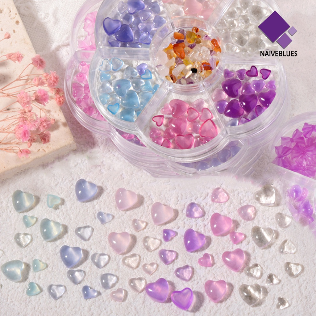 Naiveblue 1 Kotak Ornamen 3D Bahan Resin Warna Cerah Untuk Dekorasi Manicure DIY