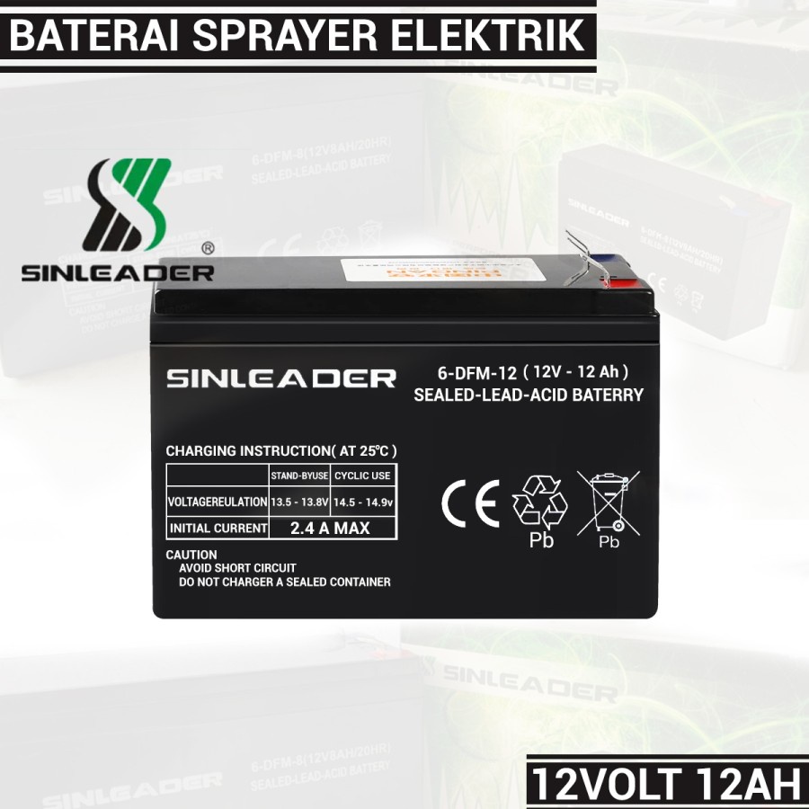 Baterai Sprayer Elektrik 12 volt 12 ah - Sinleader Baterai 12v 12ah Baterai Aki
