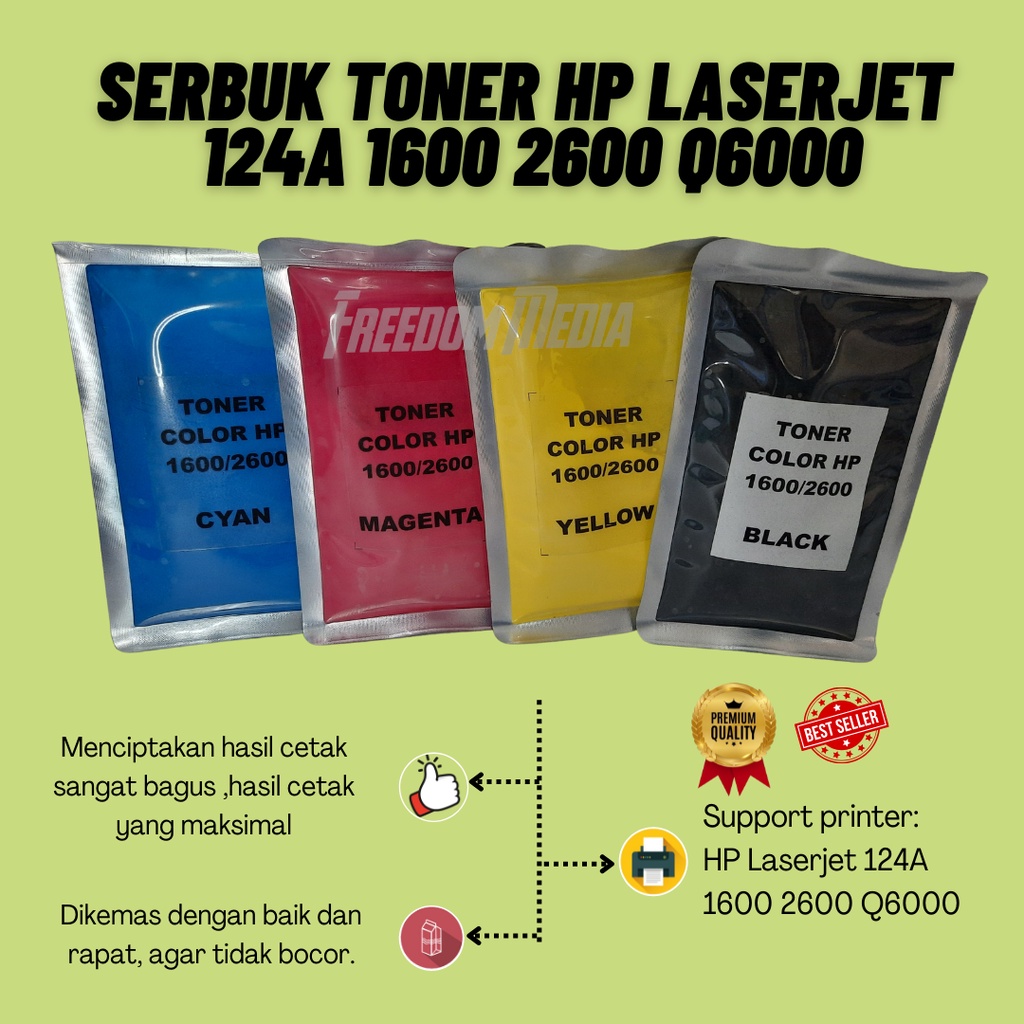 Serbuk Toner Colour Printer HP Laserjet 124A 1600 2600 Q6000
