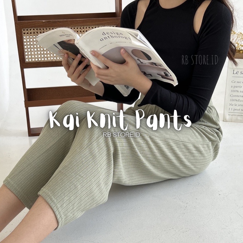 Celana Kulot Wanita Kai Knit Pants Cullote Highwaist Pants Premium