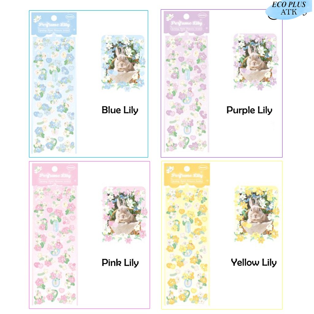 Flower Sticker Glitter Motif Bunga Scrabook DIY Tulip Lily Rose