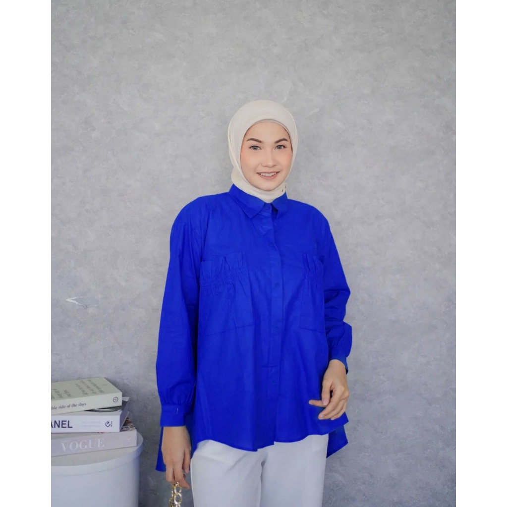 Kemeja Wanita Linen Oversize Olivia Shirt Linen Pocket