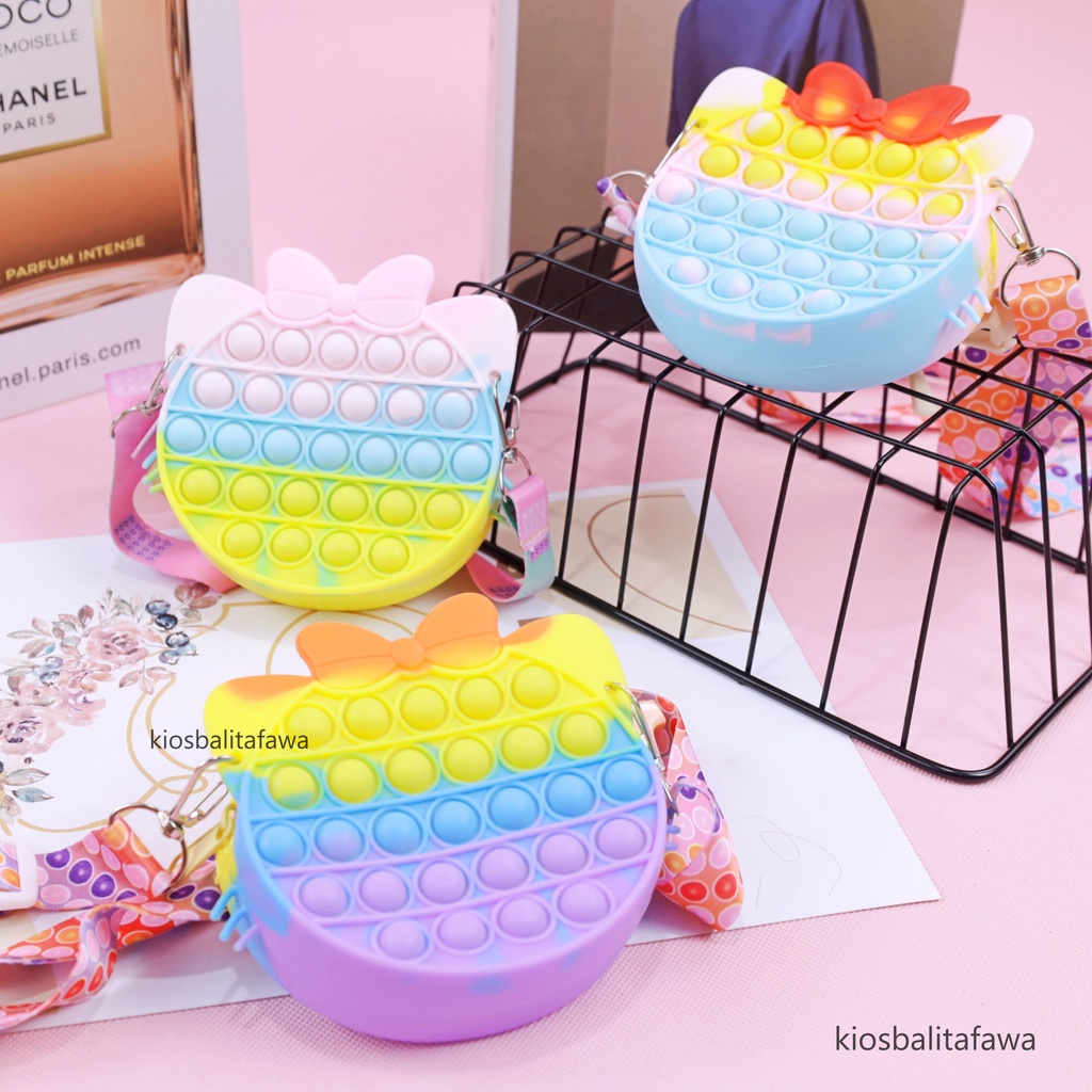 Tas Pop It Anak Perempuan - IMPORT / Selempang Rainbow Karakter Bisa Pilih Warna Mini Balita Slingbag Jelly ZR Vedia