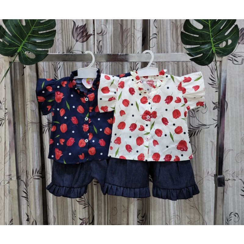 Baju bayi perempuan stelan baby girl bunga 008