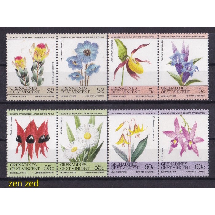 

0363 Perangko Grenadines St. Vincent 1985 Flowers 8v Mnh