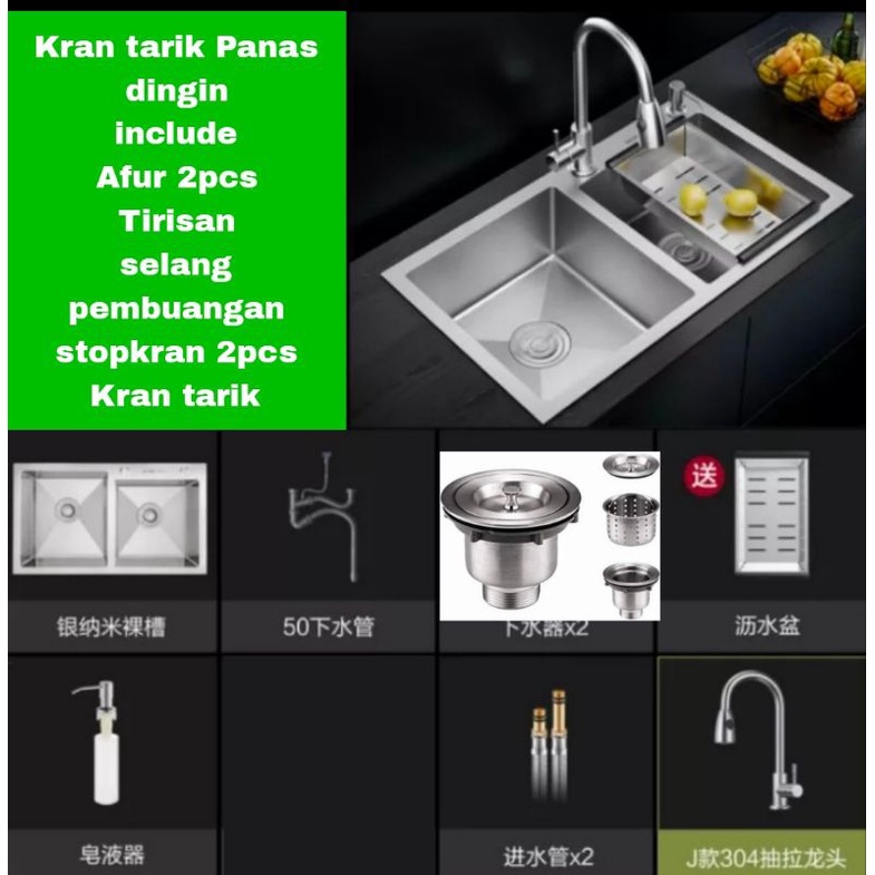 Paket Kitchen sink 8245 by Bolzano Bak cuci piring stainless sus 304