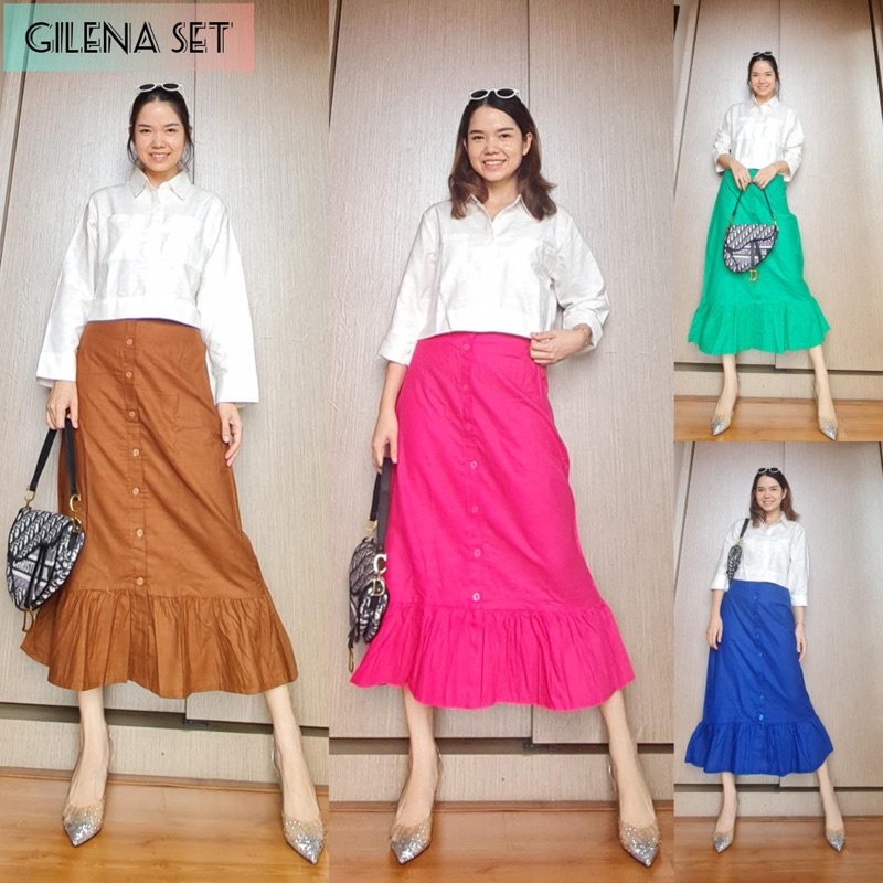 Rok 3/4 Rok kancing Rok korea