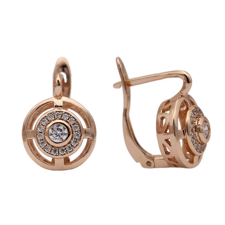 Anting Liontin Zircon Rose Gold Model Hollow Untuk Wanita