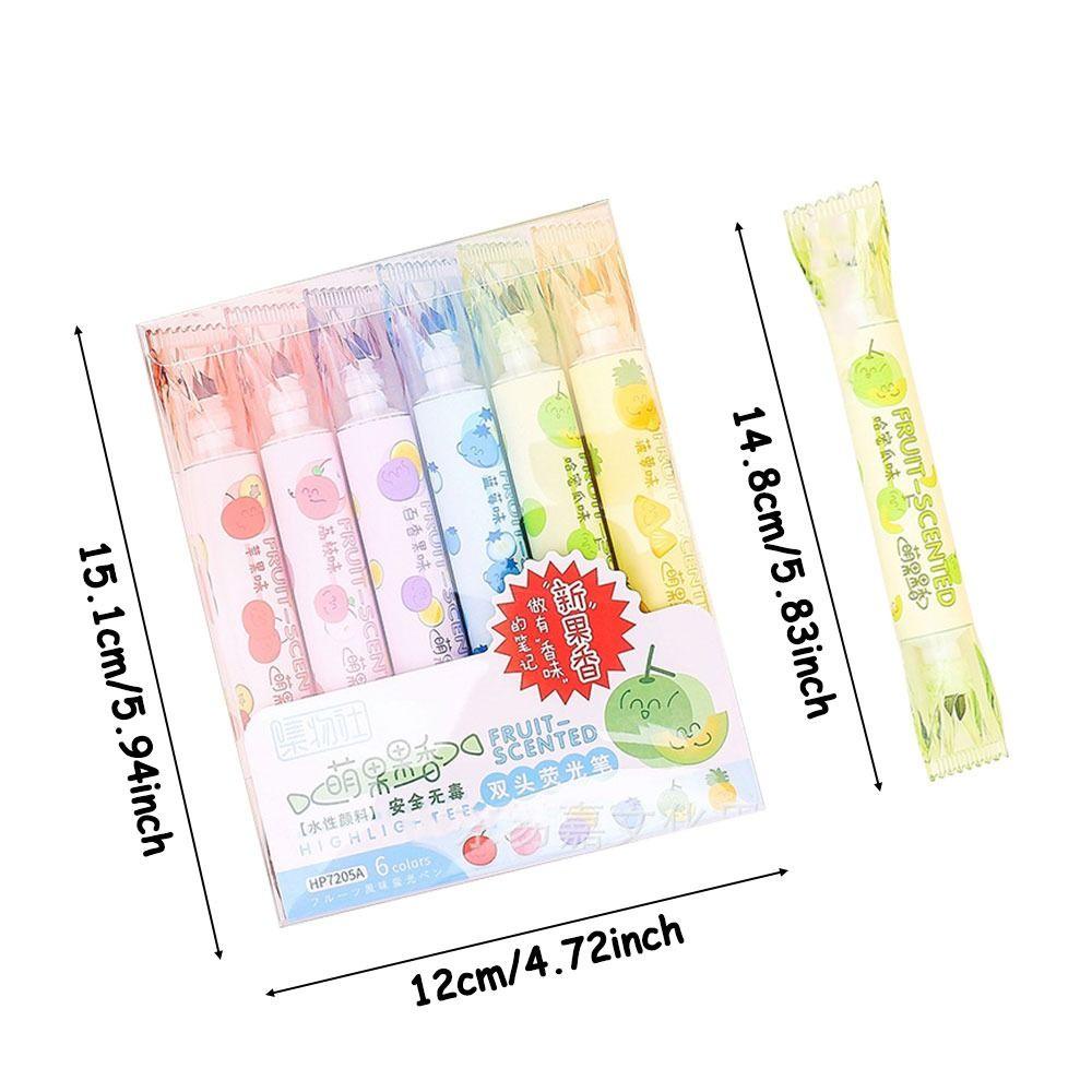 Preva 6PCS/Set Stabilo Pena Set Good-looking Kreatif Alat Tulis Menggambar Graffiti Rasa Buah Alat Tulis Pena Warna