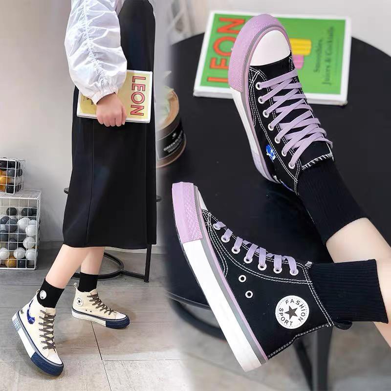 Free Box Sepatu NS609 sepatu sneakers wanita import  sneakers kanvas sneakers high knee