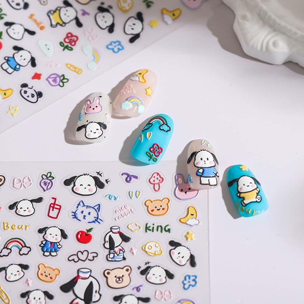 [Elegan] Kartun Stiker Kuku Fashion Perekat Diri Kelinci Dinosaurus Bebek Beruang Nail Art Dekorasi