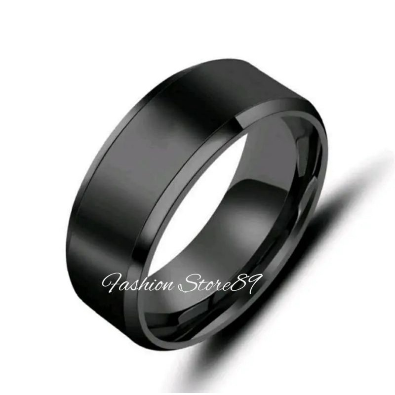 Cincin Couple Single Black Silver Titanium Import