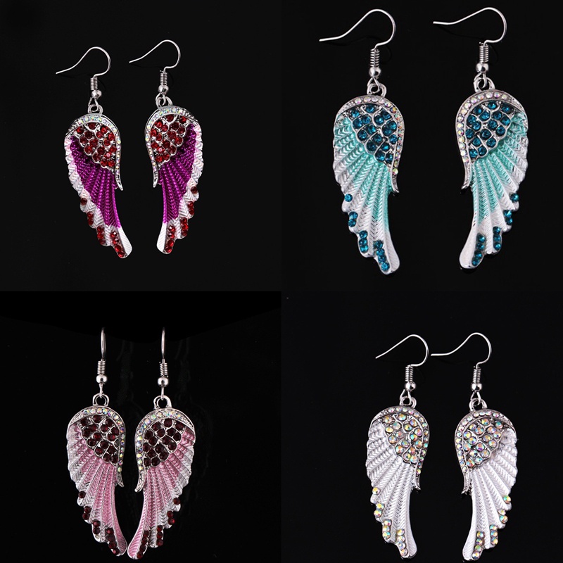 Anting Bentuk Sayap Malaikat Warna Biru Putih Pink Untuk Wanita