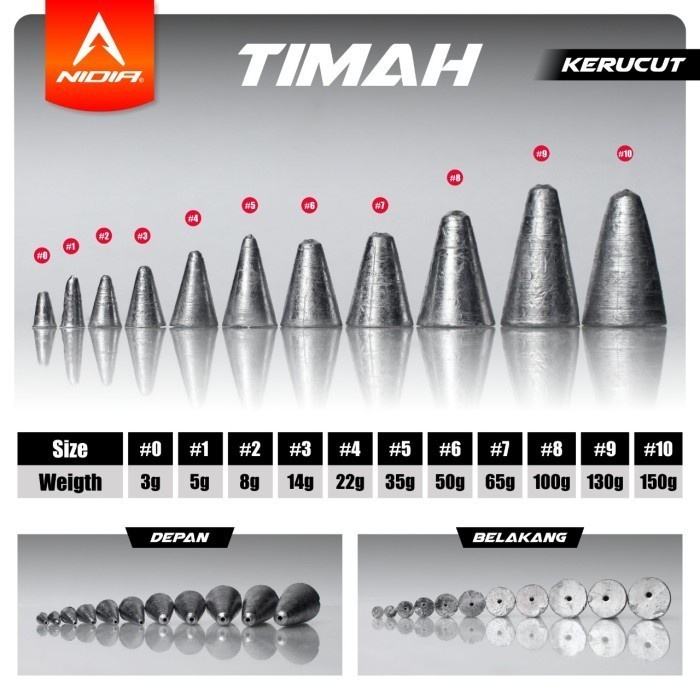 Timah pancing Bandul Pancing Timah Mancing Laut - Timah Pemberat Pancing - Timah Jantung - Timah