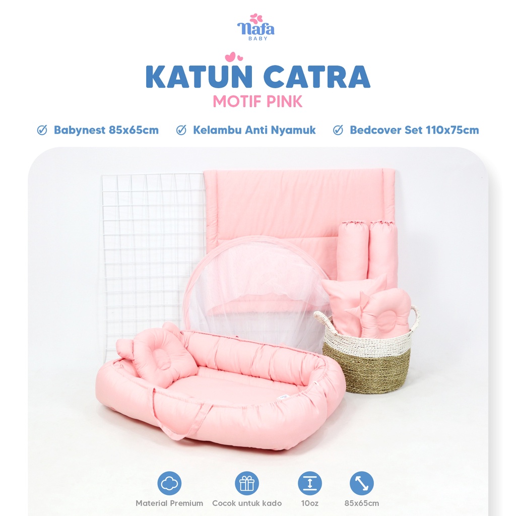 NAFA BABY - Baby Nest Boat Include Bedcover Set Bayi | Perlengkapan Tidur Bayi | Polos | Katun Catra