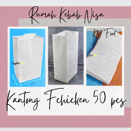 

Kantong Paper Bag Putih Polos 50 pcs - Bisa Untuk Kantong Fried Chicken Kantong Burger