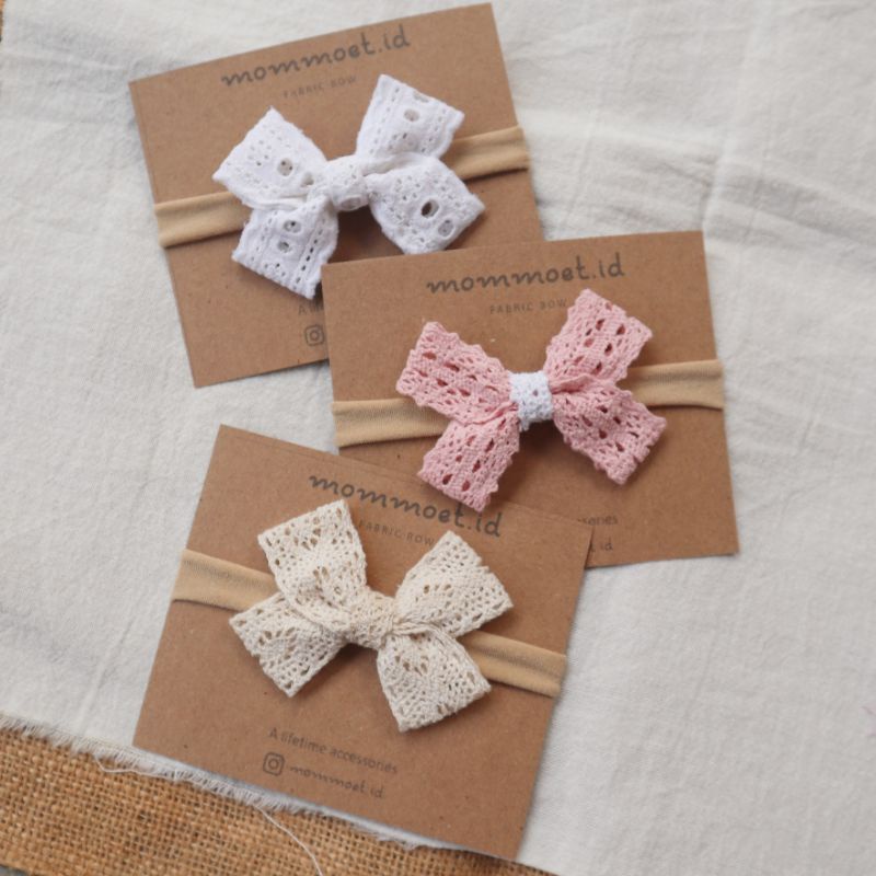 Mommoet.id|| WILLOW, baby headband, baby hairclip, headband bayi, vintage Lace bow babyheadband, hai