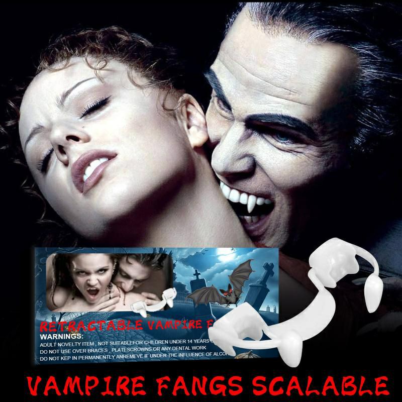 Mainan Gigi Taring Vampire Harimau Zombie Retractable Properti Pesta Halloween Laris Cosplay