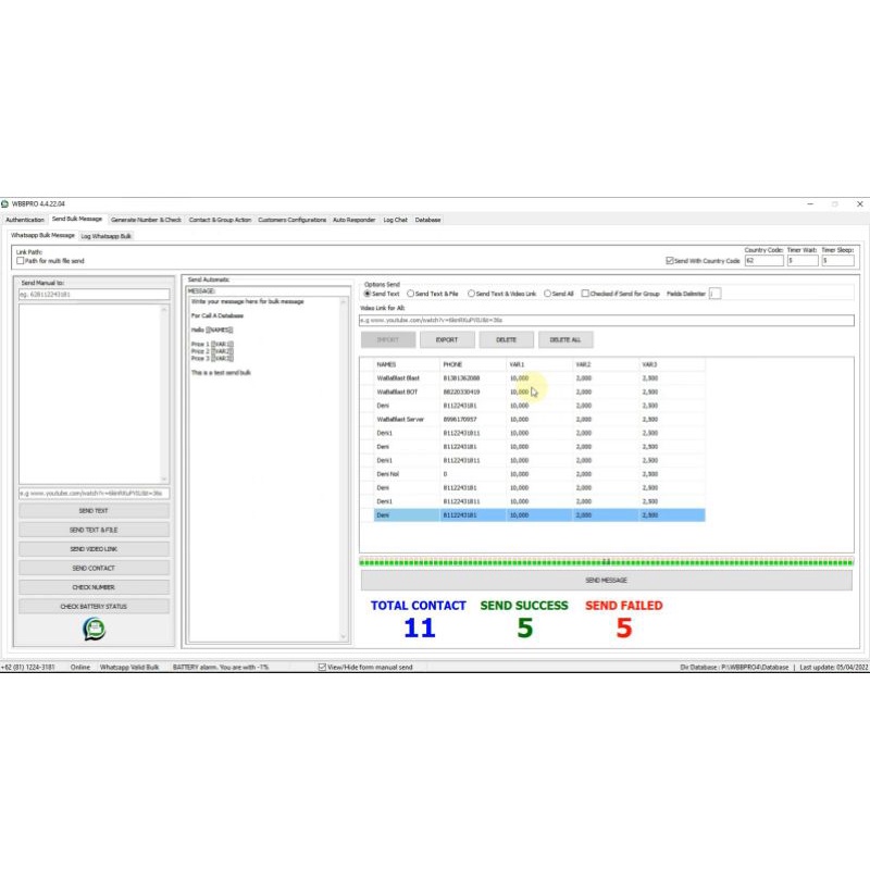 WBBPRO 4 Unlimited Send Bulk WA