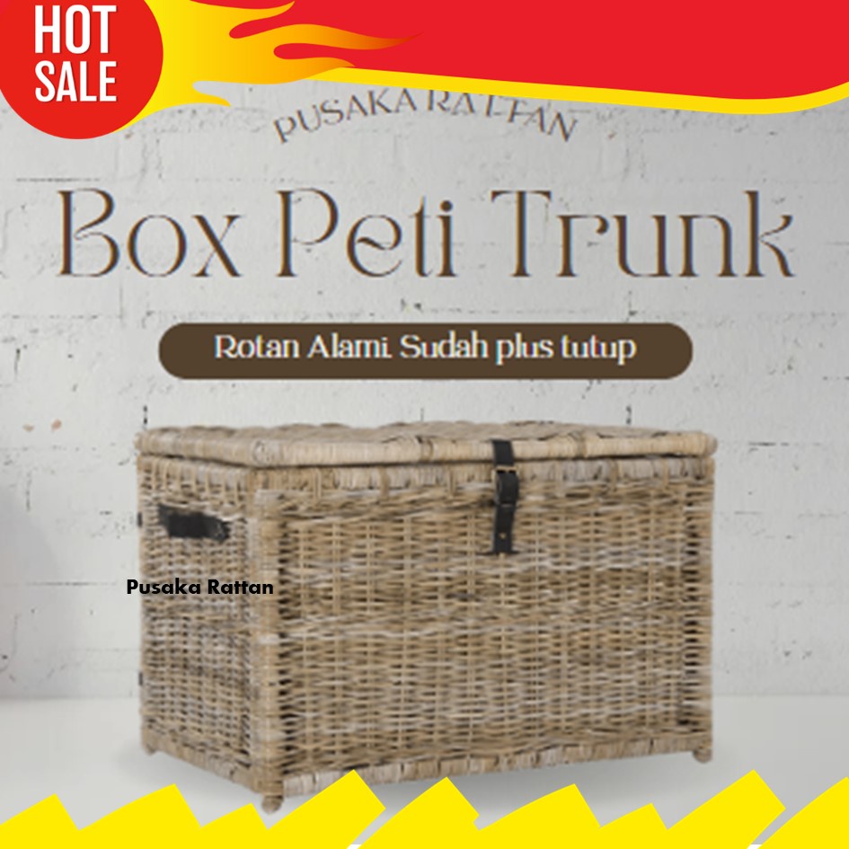 Box Peti Meja Rotan Wicker Storage Trunk Natural Besar Grey Dark Brown