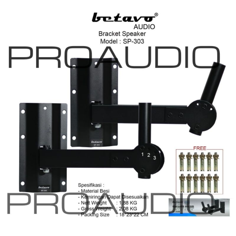 Bracket Speaker Gantung Dinding Betavo SP303 SP 303 ( 1 Set / 2 Pcs )