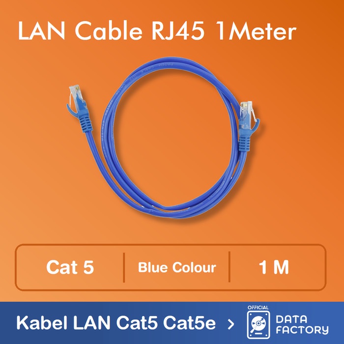 Jual Kabel LAN RJ45 UTP Cat5 1M / 1Meter LAN Cable Blue Cat