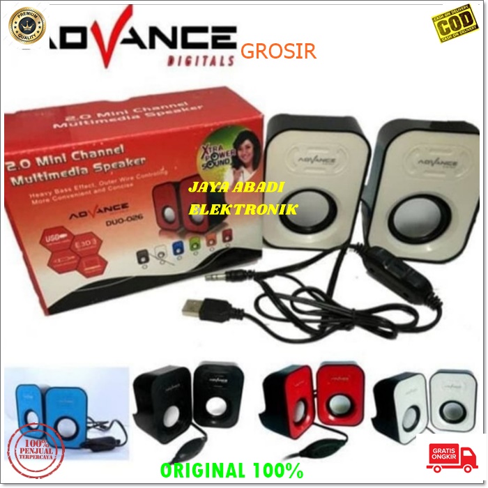 J327 ADVANCE SEPASANG SPEAKER KOMPUTER MINI USB SPK PORTABLE SUPER POWER MUSIK AUDIO PENGERAS SUARA SOUND SISTEM HIFI CHANNEL MULTIMEDIA 3D SOUND 3.5 MM STEREO LANGSUNG COLOK PAKAI USB HEMAT LISTRIK BISA PAKE POWERBANK BISA UNTUK SEGALA LAPTOP DAN PC