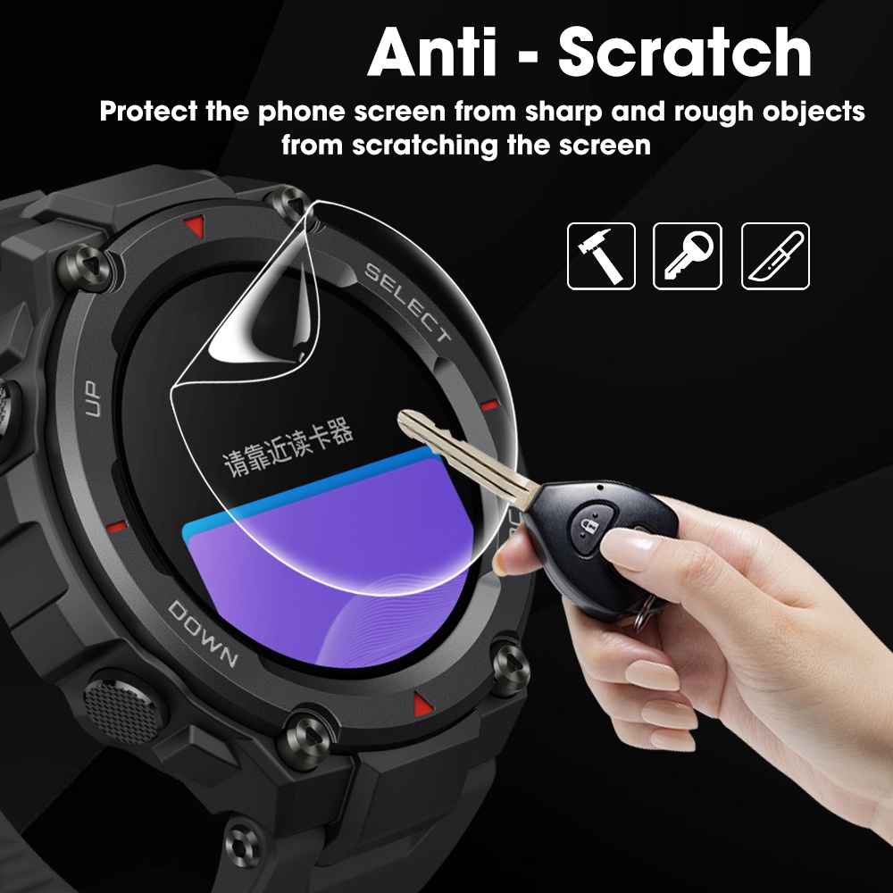 Film Pelindung Layar Hydrogel Full Cover Anti Gores / Sidik Jari Untuk Smartwatch Amazfit T-Rex Pro