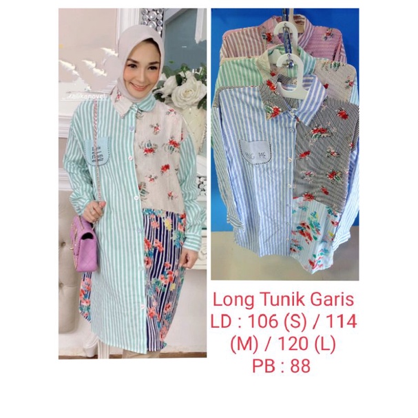 Long Tunik Motif Garis