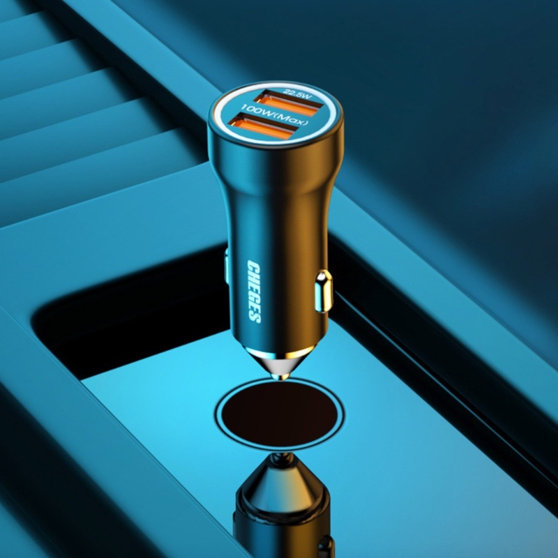 Zzz Adapter Charger Mobil Dual USB 100W 12-24V Fast Charging Untuk Note 20 / 10 S21 / 20 / 10 14 Pro Max 13 12 11