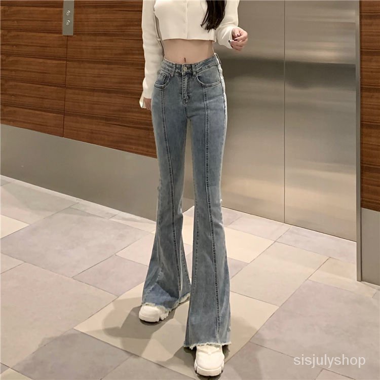#Sisjuly# Jeans musim panas baru longgar all-match celana melebar celana panjang pinggang tinggi tip