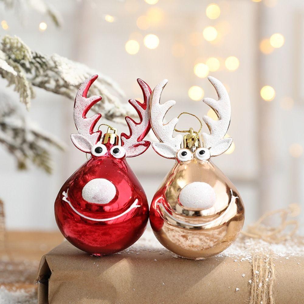 [Elegan] Christmas Decor 2pcs Kreatif Tahun Baru Plating Bola Natal Navidad Elk Pendant