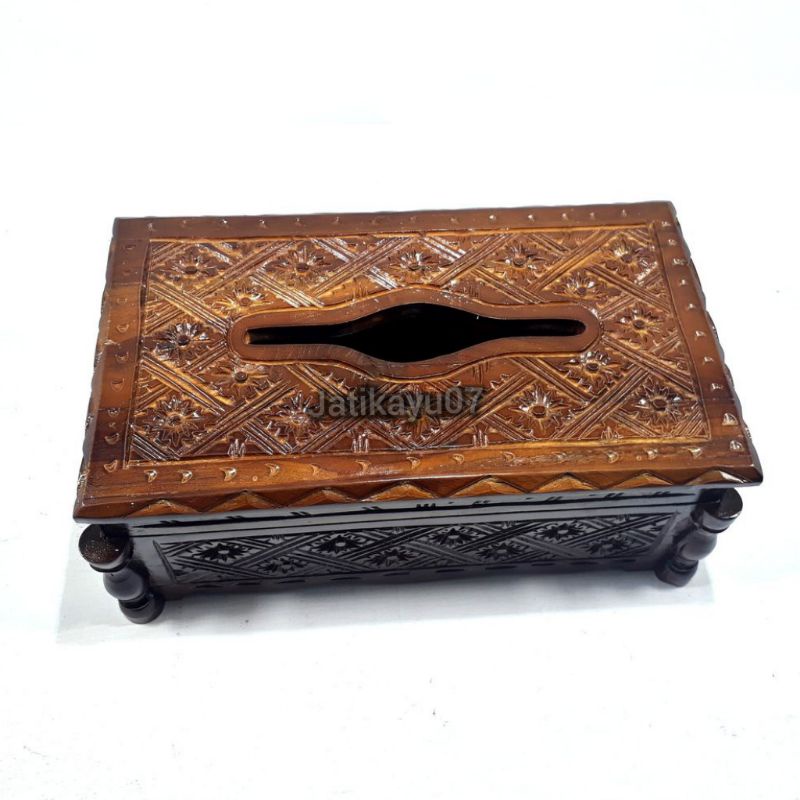 Tempat Tisu Ukiran Unik Kayu Jati