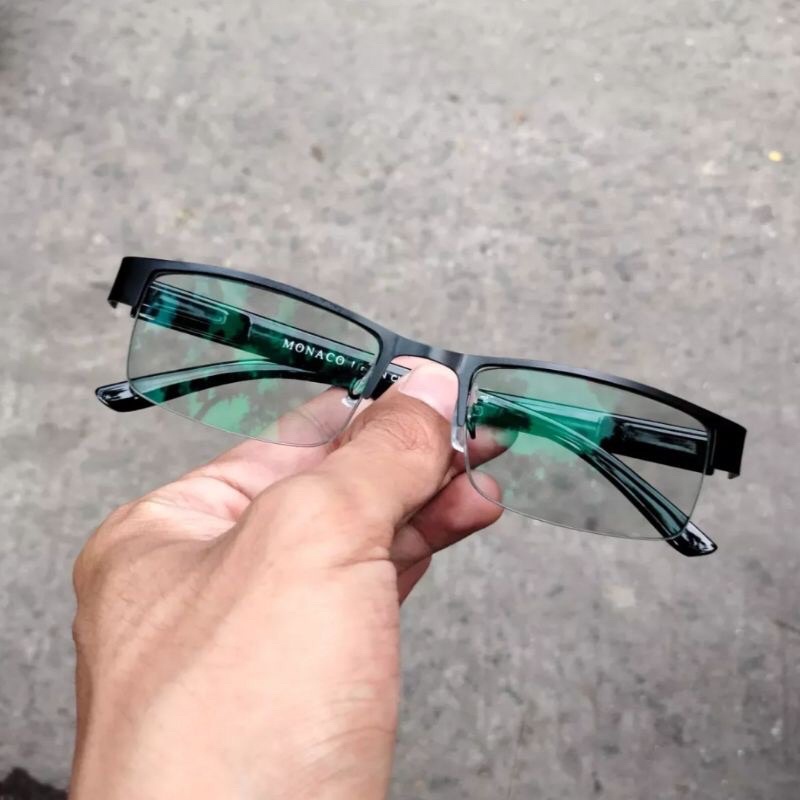Kacamata lensa Photocromic frame titanium model gantung Lensa Minus pria Wanita