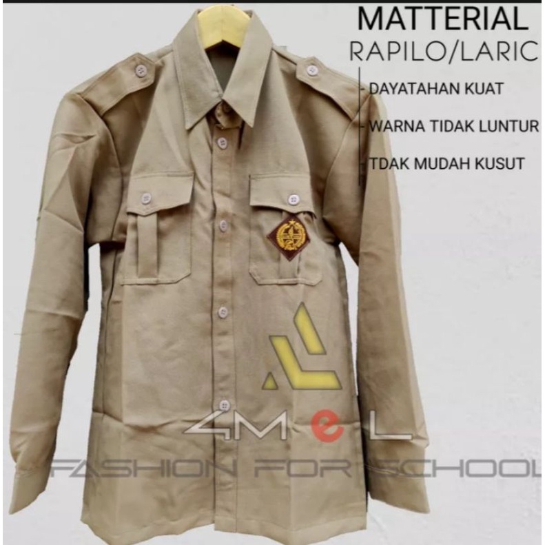 BAJU PRAMUKA LENGAN PANJANG UNTUK LAKI-LAKI KAIN RAPILO atau LARICI