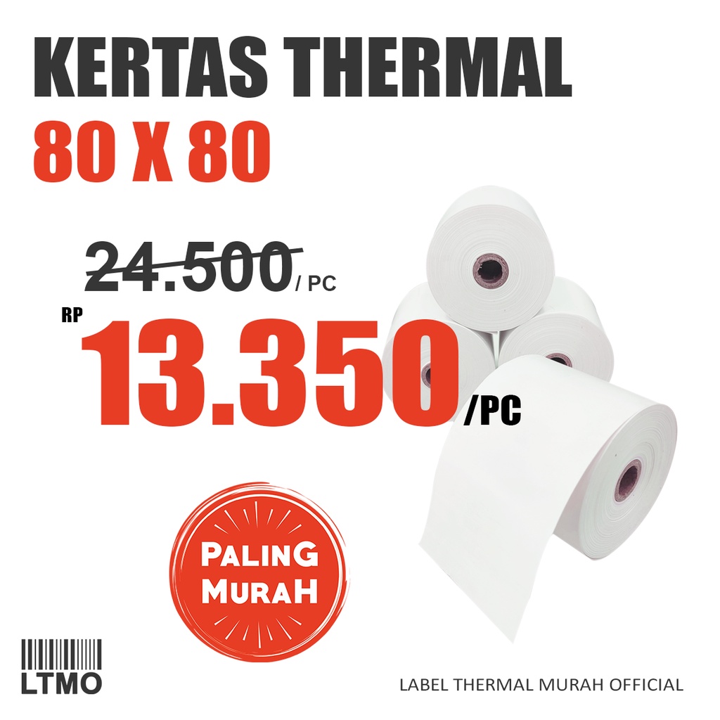 

Kertas Thermal MURAH Kasir Struk 80x80mm 80mm x 80mm