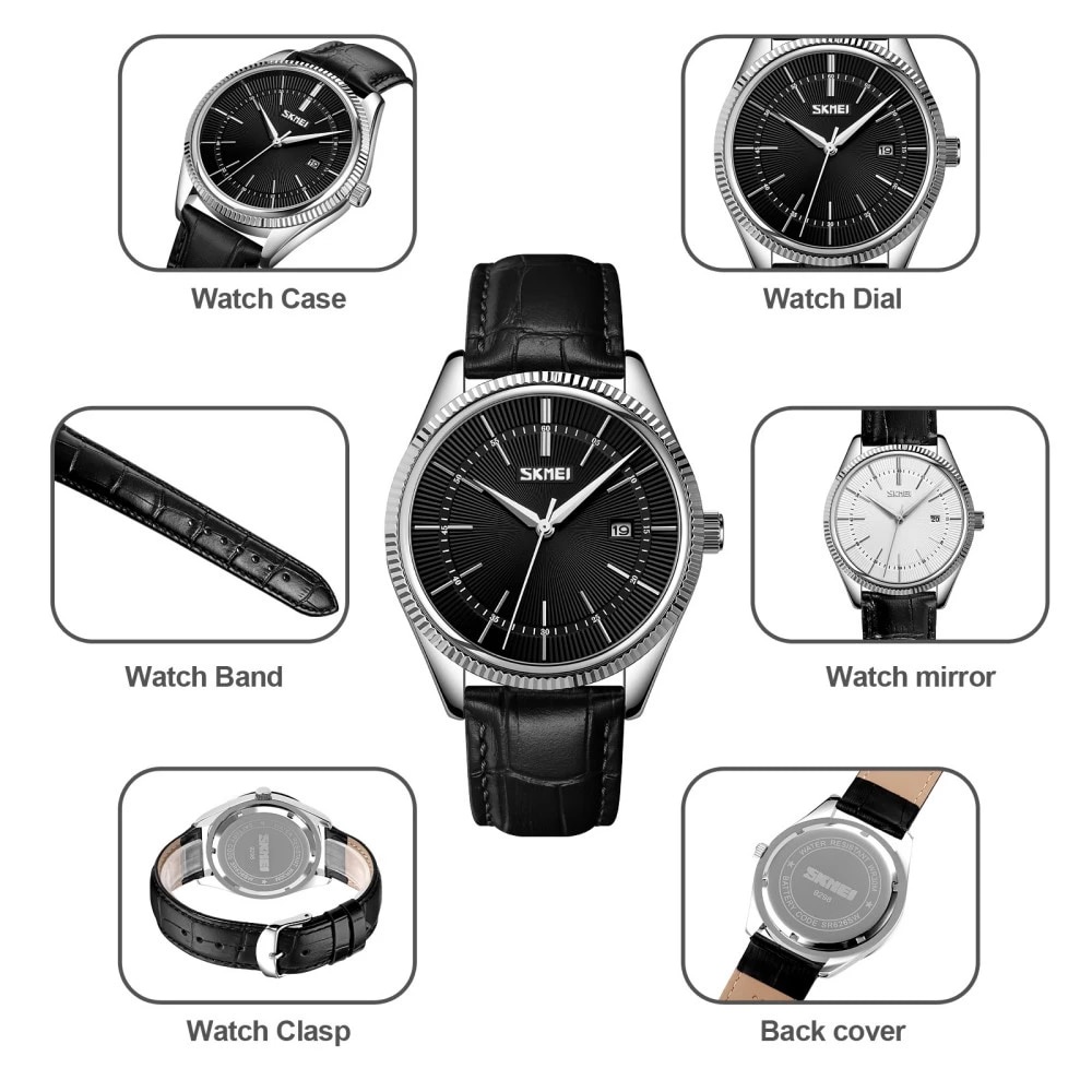 SKMEI 9298 Jam Tangan Pria Analog Model Classic Tali PU Leather WATCHKITE WKOS