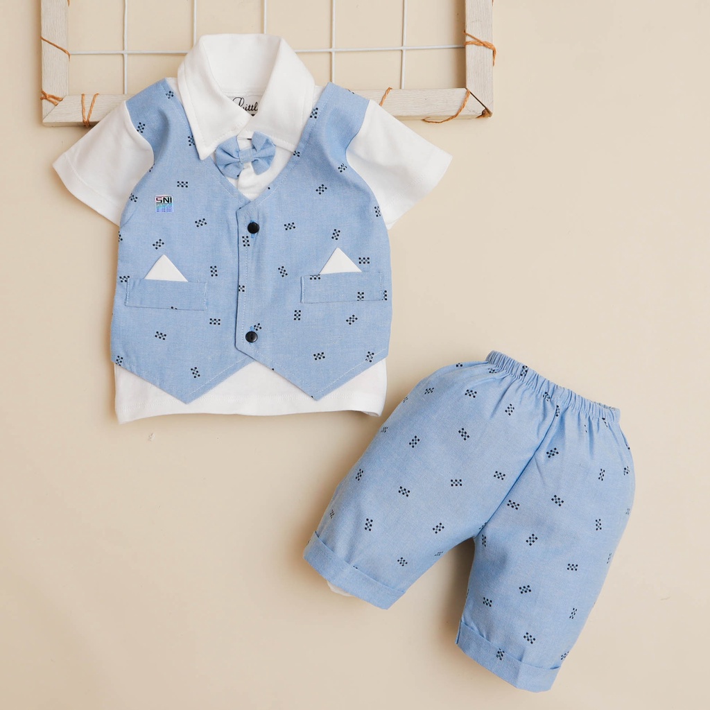 Nuna Store Setelan Rompi Anak Motif / Setelan Baju Formal Anak Bayi Laki-laki Cowok 0 Bulan - 3 Tahun