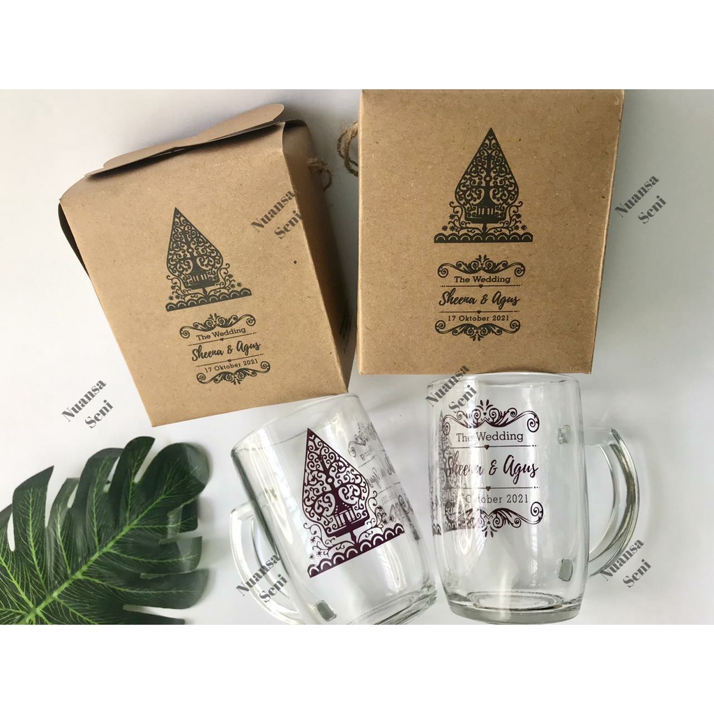 Souvenir Antik Gelas Minum Jus Gagang Kaca Besar Gelas Mug Oval Jumbo Gelas Tumbler Sablon