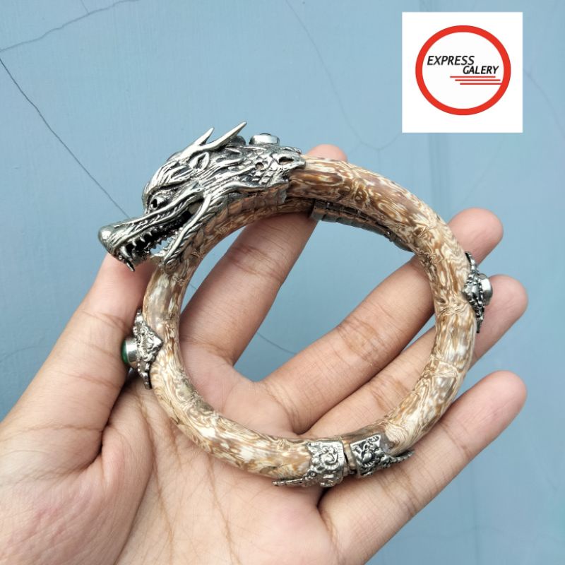 gelang akar bahar gundi tali arus putih variasi alpaka X432