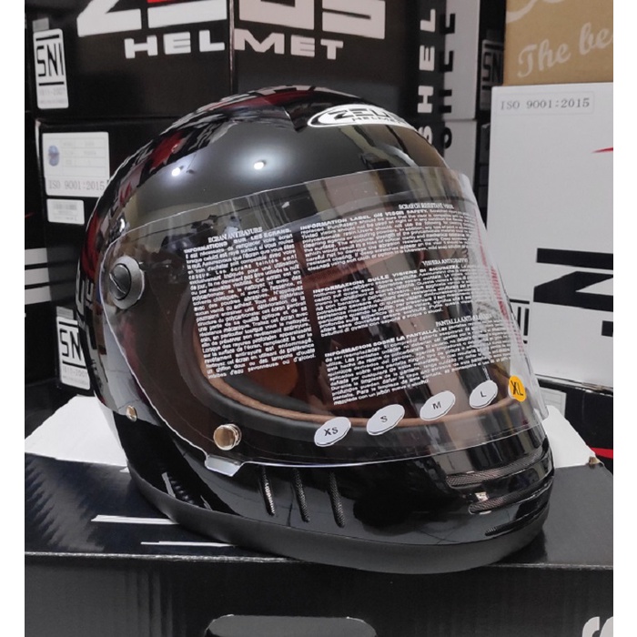 Zeus ZS816E ZS 816 Helm Full Face Vintage Black Glossy Cakil