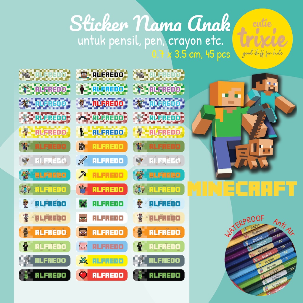 

Sticker Label Nama Pensil Minecraft