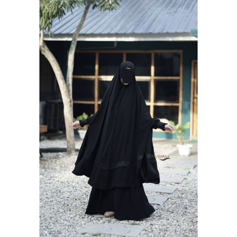 Hilya dress set Khimar by Zauhara, Black sz S