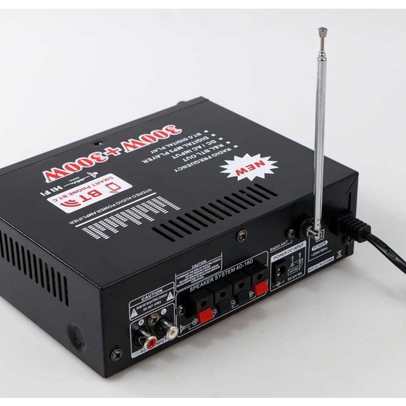 (Model Terbaru)Power Amplifier Wireless Bluetooth Kerndy  BT-198E 300W+300W-Amplifier Karaoke Bluetooth BT-198E