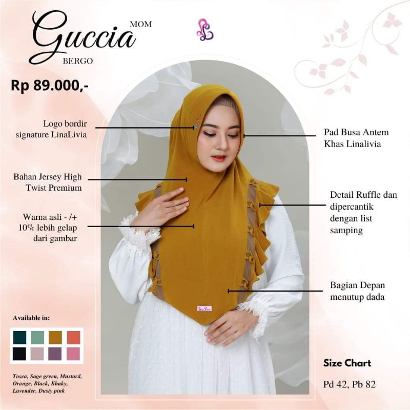 TERLARIS Bergo hijab couple Guccia ori by Linalivia