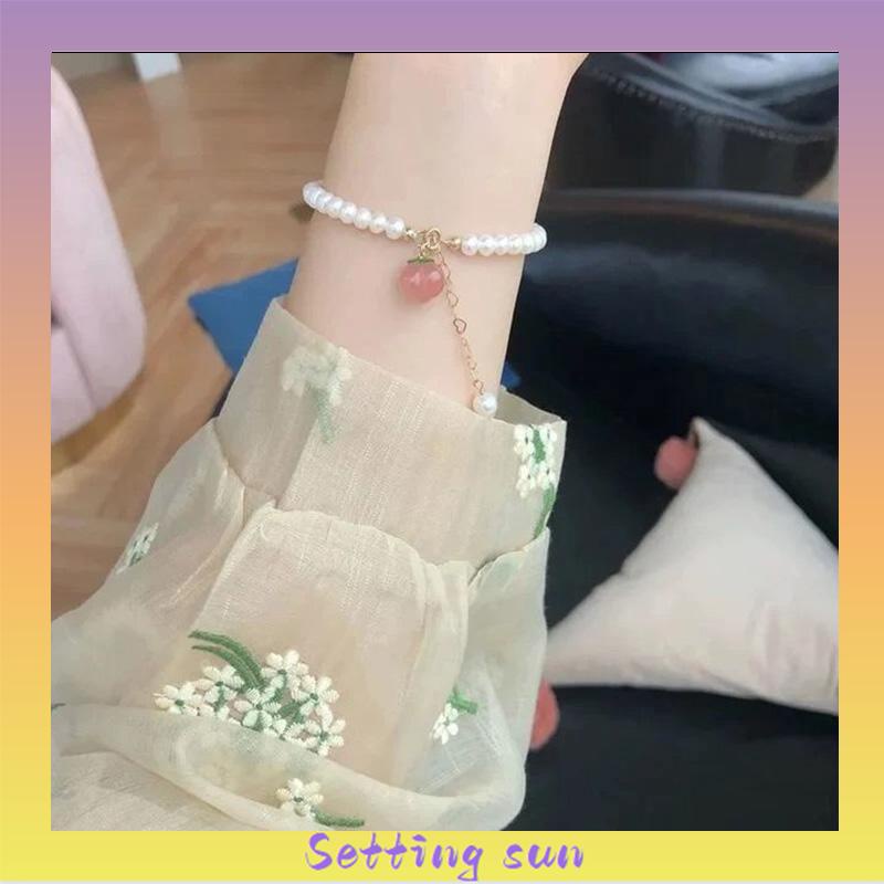 Gelang Mutiara Persik Pelajar Wanita Niche Design Sisters Couple Best Friends Gelang TN