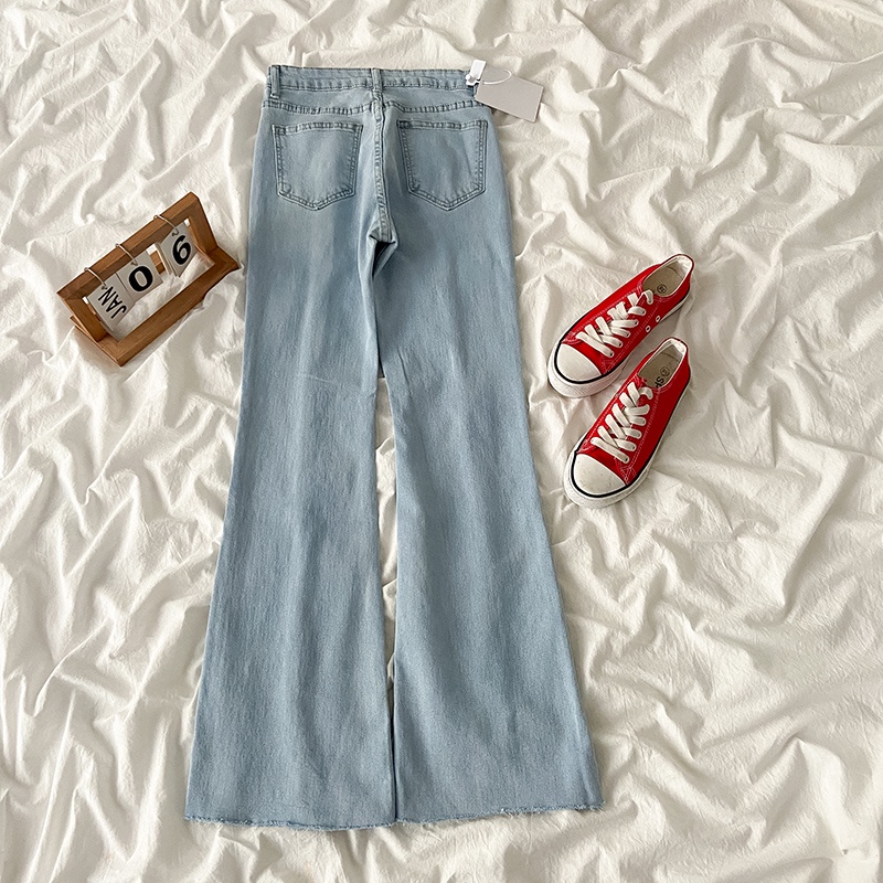 New Korea Highwaist Split Rawis Celana Jeans Wanita/Celana Loose Jeans Wanita